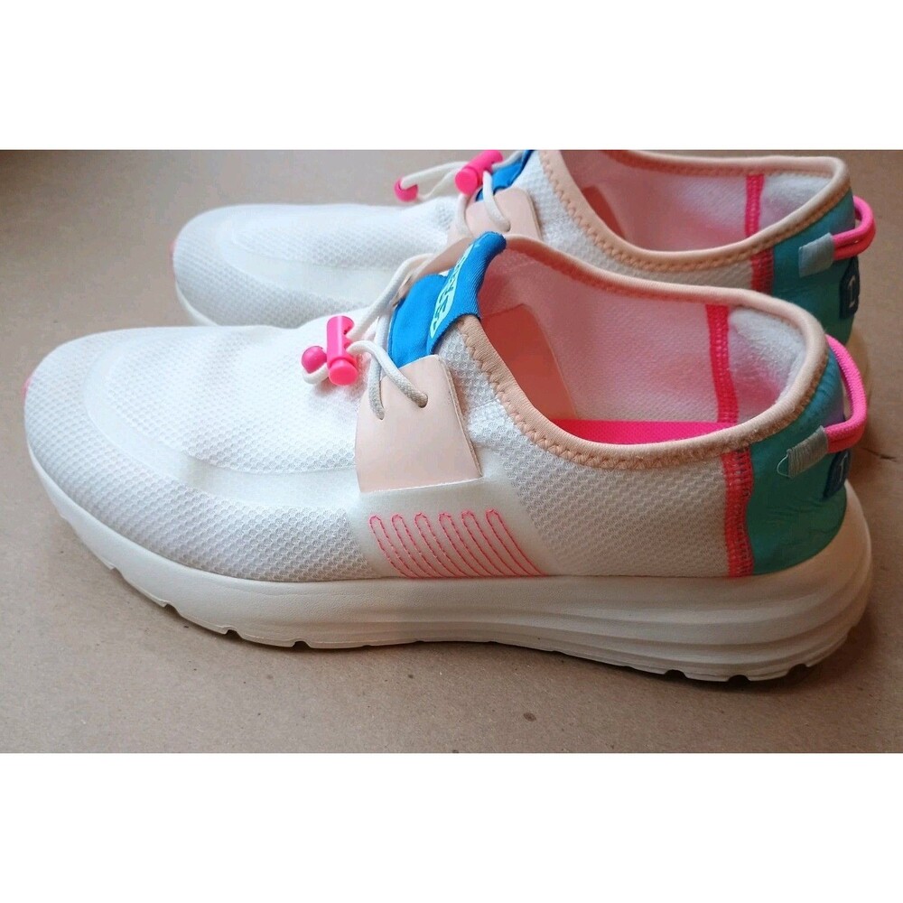 Hey Dude Women's Sirocco Colorblock Shoes Slip On Tennis Shoe Sz 10 White Pink - Picture 2 of 8